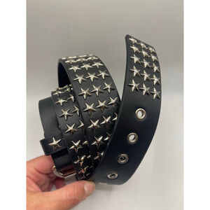 Black Star Stud Belt 2X Punk Goth Y2K Rocker Faux Leather Made in Canada